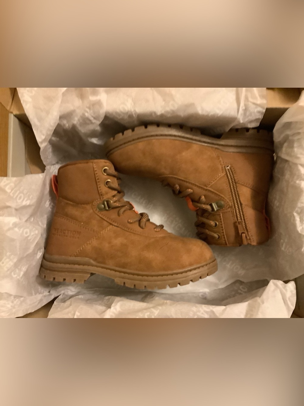 Kenneth Cole Reaction Boys Isaac Gabriel Side Zip Boots Brown Size 11 Little Kid